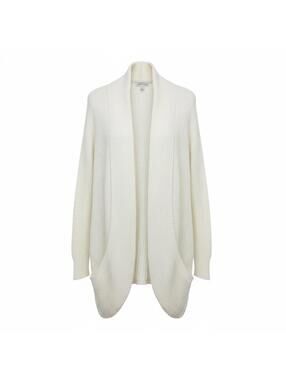 Market & Spruce Cream Waffle Knit Cardigan Open Front Cozy Long L